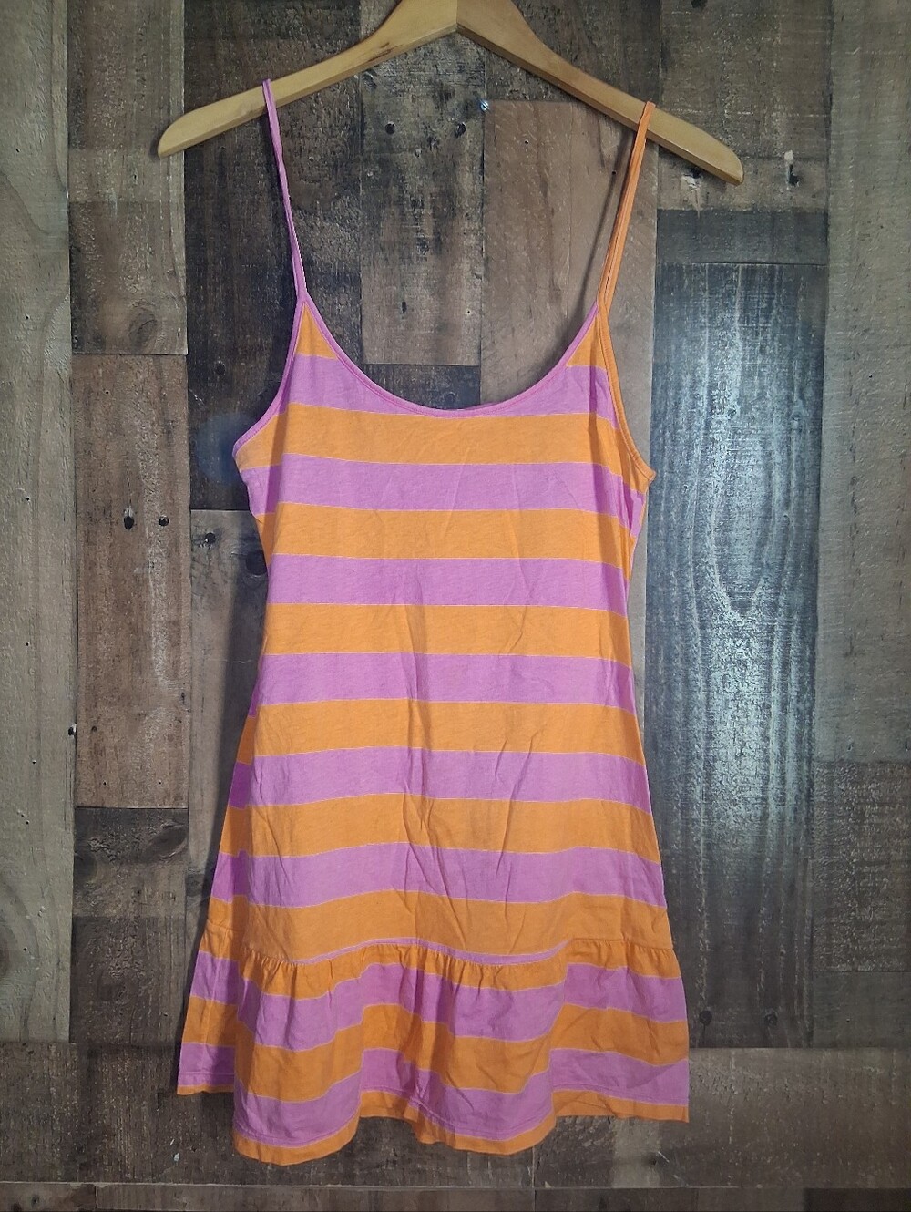 Pink Victoria' Secret Vintage 2004 Y2k Mini Camisole Dress Size M/L Striped Neon